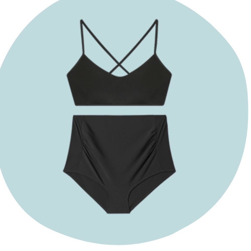 Summersalt black ribbed bikini bottom high rise sz 4 maternity